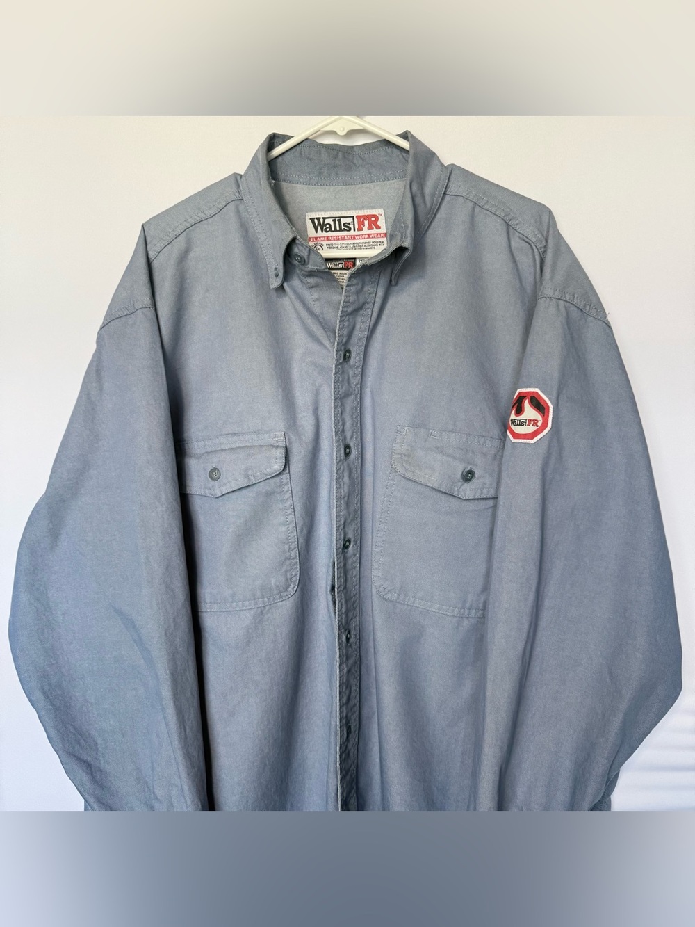 Walls Light Blue FR Work Shirt Jacket with Chest Pockets 100% Cotton Workwear